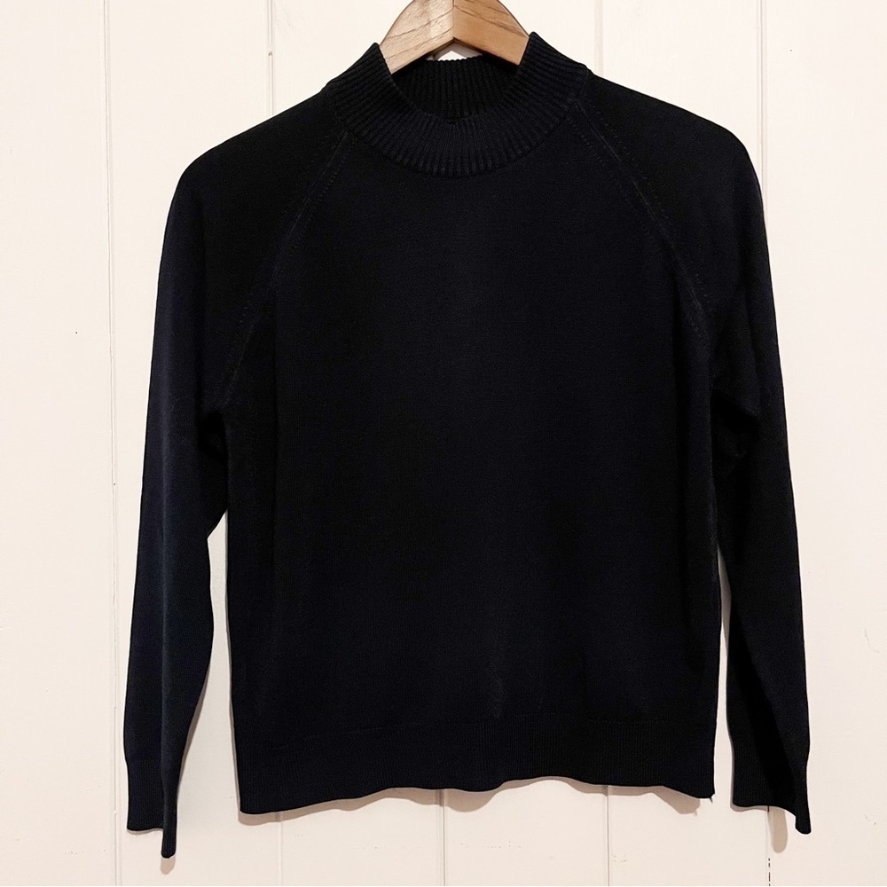 Vintage Navy Blue Mock Neck Sweater.